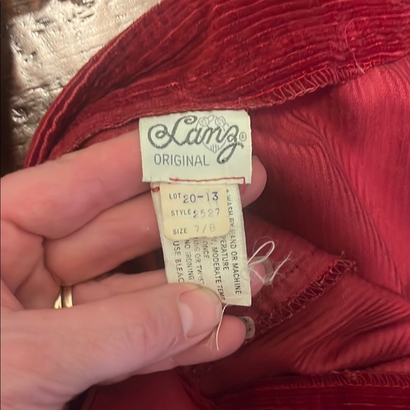 Lanz of Salzberg Juniors Vintage Berry Red Corduroy Jumper Mini Dress-sz 7/8 - Picture 2 of 9